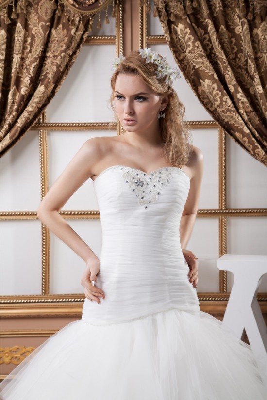 Satin Fine Netting Sweetheart Ball Gown Beaded Wedding Dresses 2030847 Satin Fine Netting Sweetheart Ball Gown Beaded Wedding Dresses 2030847