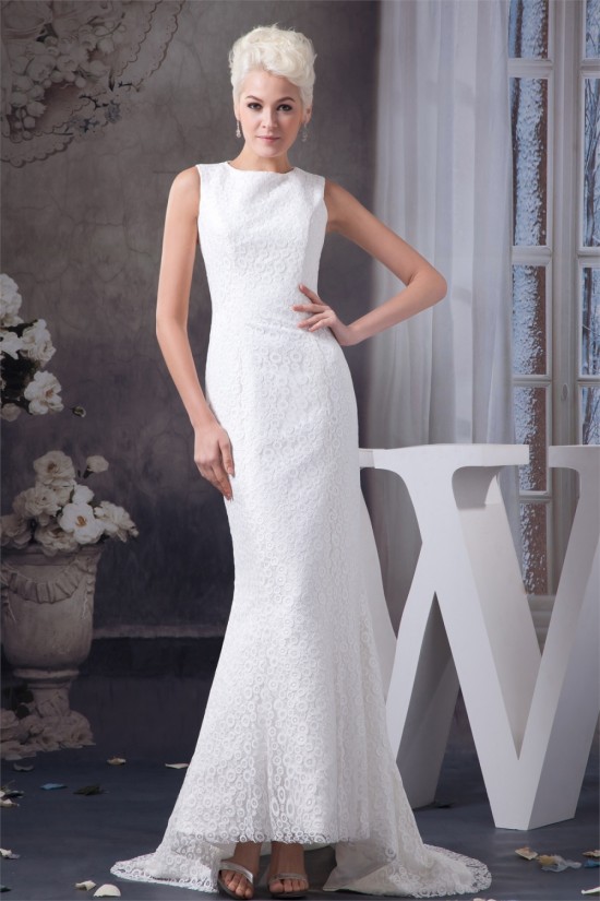 Satin Lace Portrait Mermaid/Trumpet Sleeveless Wedding Dresses 2030852 Satin Lace Portrait Mermaid/Trumpet Sleeveless Wedding Dresses 2030852
