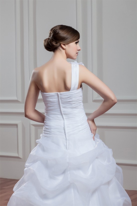 Satin Organza Ball Gown Sleeveless One-Shoulder Wedding Dresses 2030861 Satin Organza Ball Gown Sleeveless One-Shoulder Wedding Dresses 2030861