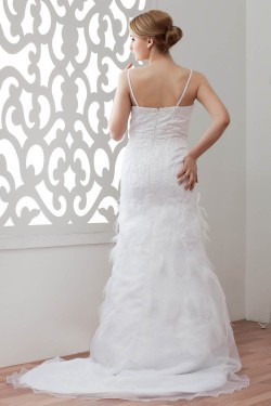 Satin Organza Sleeveless A-Line Sweetheart Embellished Wedding Dresses 2030866