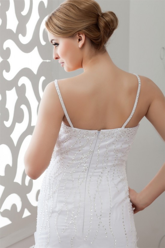 Satin Organza Sleeveless A-Line Sweetheart Embellished Wedding Dresses 2030866