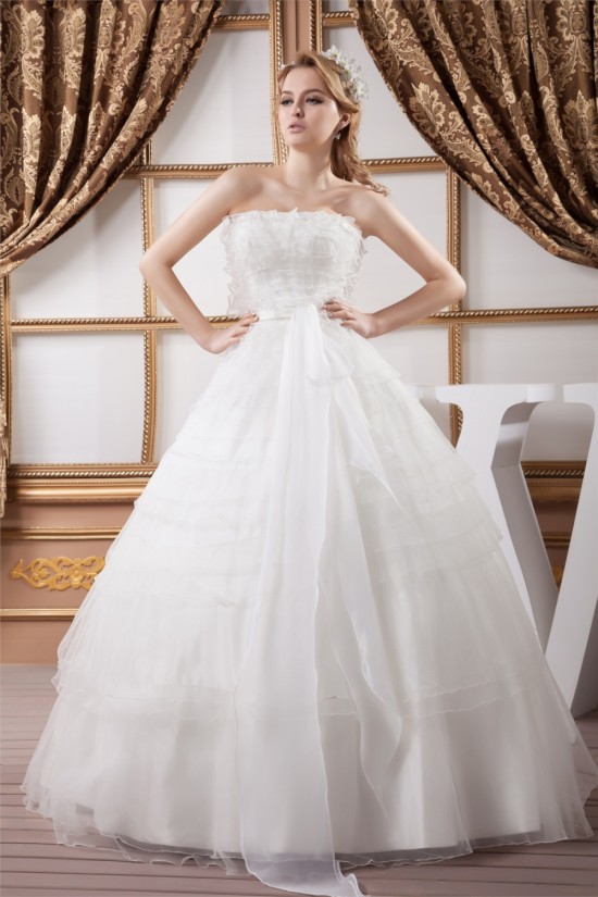 Ball Gown Satin Organza Strapless Sleeveless Princess Floor-Length Wedding Dresses 2030869 Ball Gown Satin Organza Strapless Sleeveless Princess Floor-Length Wedding Dresses 2030869