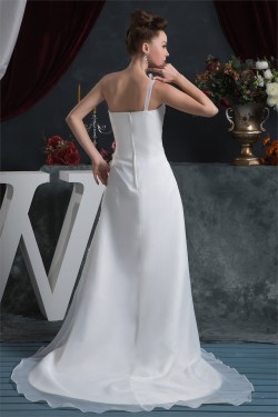 Sheath/Column One-Shoulder Satin Organza Beautiful Beaded Lace Wedding Dresses 2030872