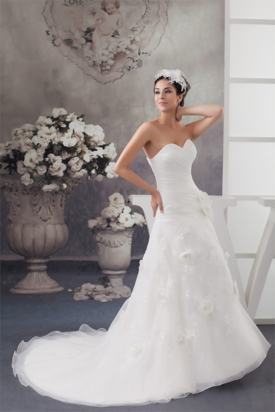Satin Sleeveless Sweetheart A-Line Lace Wedding Dresses 2030875 Satin Sleeveless Sweetheart A-Line Lace Wedding Dresses 2030875