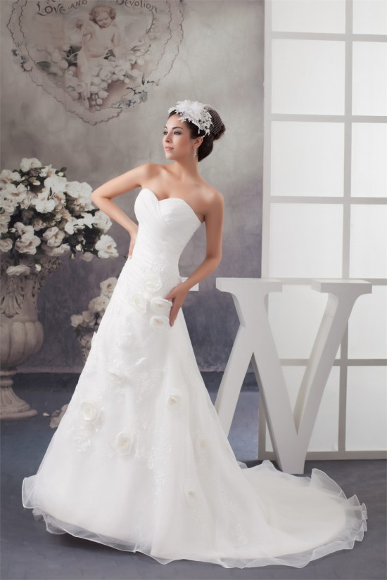 Satin Sleeveless Sweetheart A-Line Lace Wedding Dresses 2030875 Satin Sleeveless Sweetheart A-Line Lace Wedding Dresses 2030875