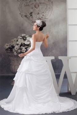 A-Line Soft Satin Taffeta Sleeveless Beaded Lace Wedding Dresses 2030882
