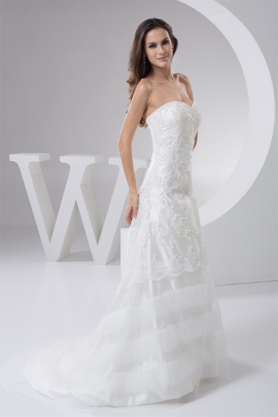 Satin Taffeta Fine Netting Sweetheart A-Line Lace Wedding Dresses 2030885 Satin Taffeta Fine Netting Sweetheart A-Line Lace Wedding Dresses 2030885