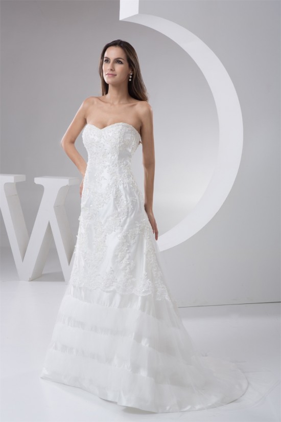 Satin Taffeta Fine Netting Sweetheart A-Line Lace Wedding Dresses 2030885 Satin Taffeta Fine Netting Sweetheart A-Line Lace Wedding Dresses 2030885