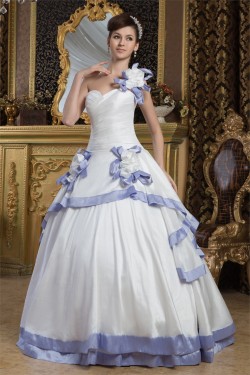 Ball Gown Satin Taffeta One-Shoulder Sleeveless Wedding Dresses 2030887