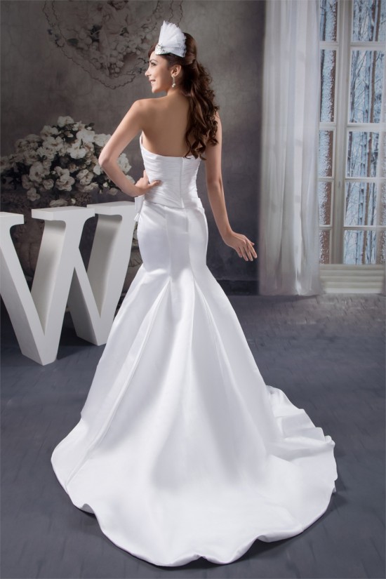 Mermaid/Trumpet Strapless Court Train Wedding Dresses 2030892