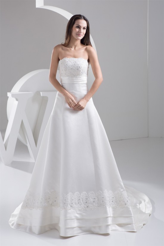 A-Line Strapless Beaded Lace Wedding Dresses 2030894 A-Line Strapless Beaded Lace Wedding Dresses 2030894