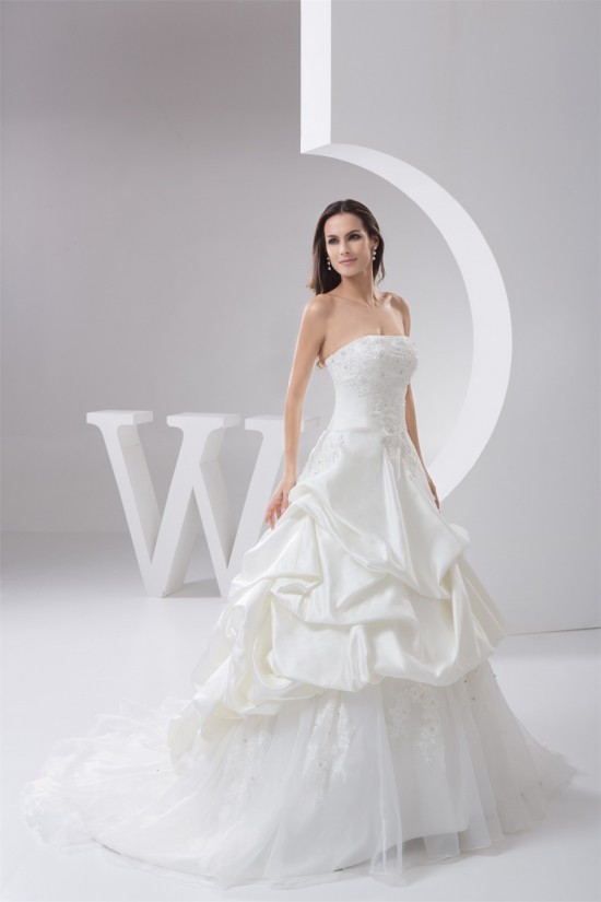 Satin Taffeta Strapless A-Line Sleeveless Sweet Wedding Dresses 2030895 Satin Taffeta Strapless A-Line Sleeveless Sweet Wedding Dresses 2030895