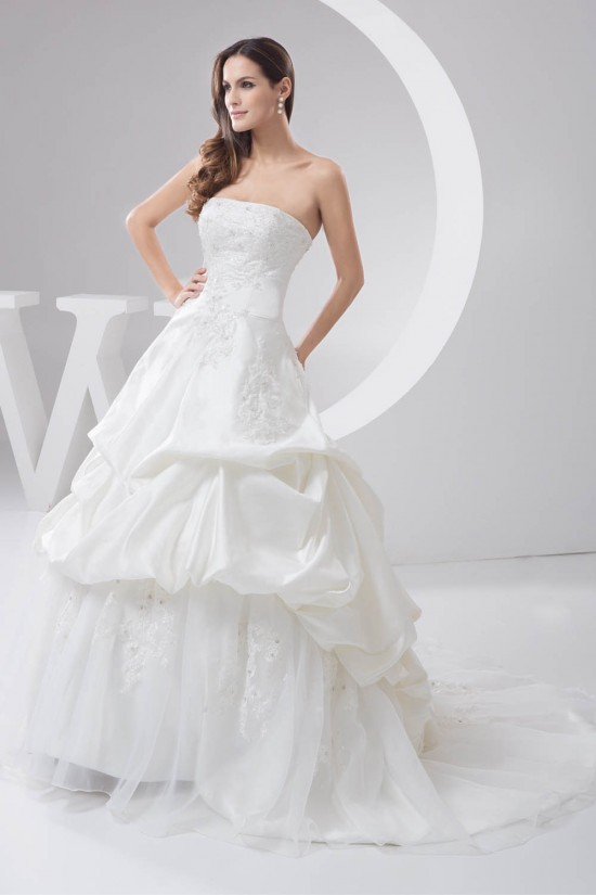 Satin Taffeta Strapless A-Line Sleeveless Sweet Wedding Dresses 2030895 Satin Taffeta Strapless A-Line Sleeveless Sweet Wedding Dresses 2030895