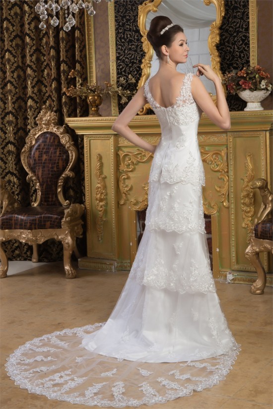 Sheath/Column Satin Fine Netting Sleeveless Beaded Lace Wedding Dresses 2030898 Sheath/Column Satin Fine Netting Sleeveless Beaded Lace Wedding Dresses 2030898