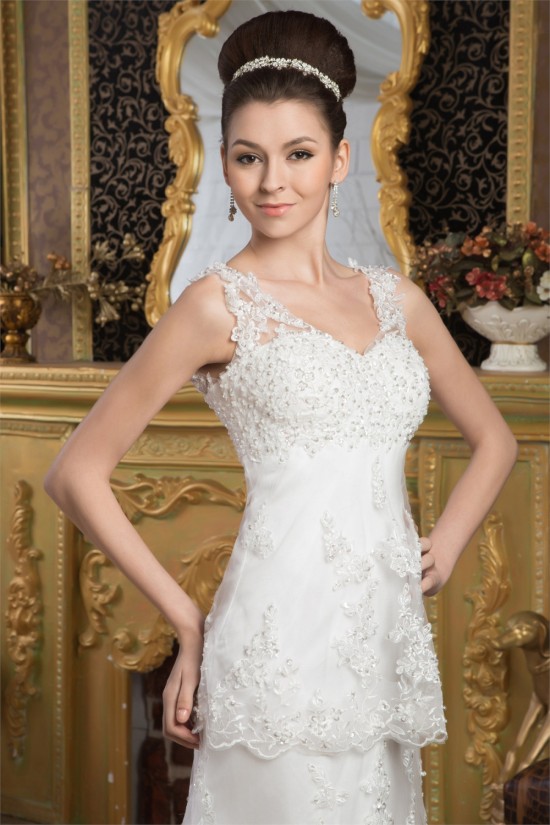 Sheath/Column Satin Fine Netting Sleeveless Beaded Lace Wedding Dresses 2030898 Sheath/Column Satin Fine Netting Sleeveless Beaded Lace Wedding Dresses 2030898
