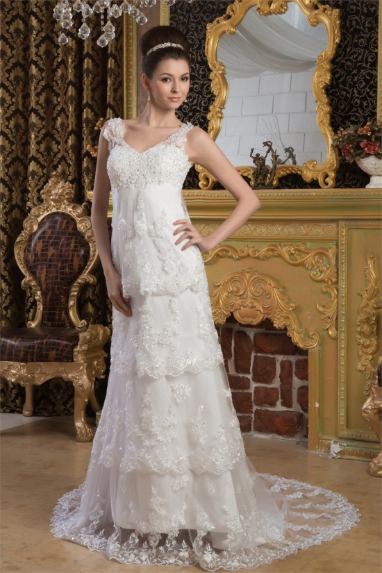Sheath/Column Satin Fine Netting Sleeveless Beaded Lace Wedding Dresses 2030898 Sheath/Column Satin Fine Netting Sleeveless Beaded Lace Wedding Dresses 2030898