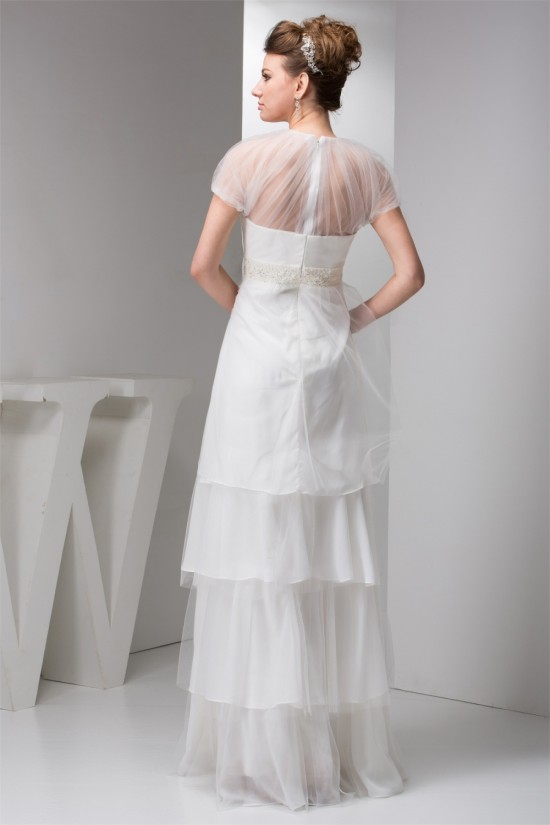 Sheath/Column Satin Fine Netting Sleeveless Beaded Floor-Length Wedding Dresses 2030899 Sheath/Column Satin Fine Netting Sleeveless Beaded Floor-Length Wedding Dresses 2030899