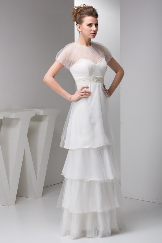 Sheath/Column Satin Fine Netting Sleeveless Beaded Floor-Length Wedding Dresses 2030899 Sheath/Column Satin Fine Netting Sleeveless Beaded Floor-Length Wedding Dresses 2030899