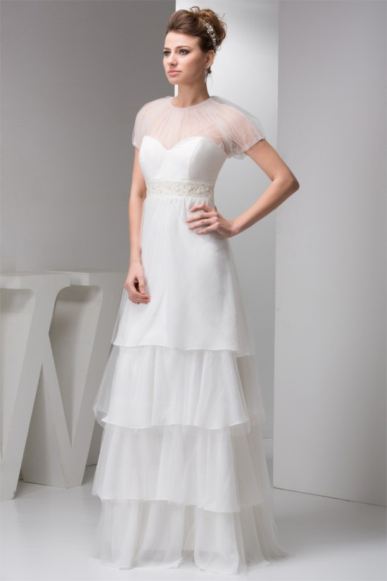Sheath/Column Satin Fine Netting Sleeveless Beaded Floor-Length Wedding Dresses 2030899 Sheath/Column Satin Fine Netting Sleeveless Beaded Floor-Length Wedding Dresses 2030899