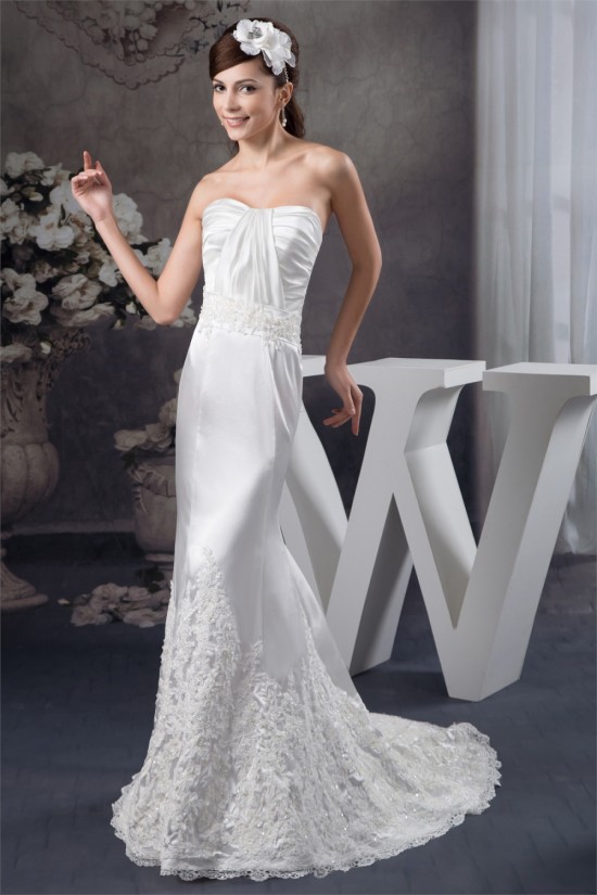 Silk like Satin Soft Sweetheart Mermaid/Trumpet Sweet Lace Wedding Dresses 2030904 Silk like Satin Soft Sweetheart Mermaid/Trumpet Sweet Lace Wedding Dresses 2030904
