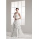 A-Line One-Shoulder Sleeveless Satin Taffeta Lace Wedding Dresses 2030906