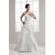 A-Line One-Shoulder Sleeveless Satin Taffeta Lace Wedding Dresses 2030906