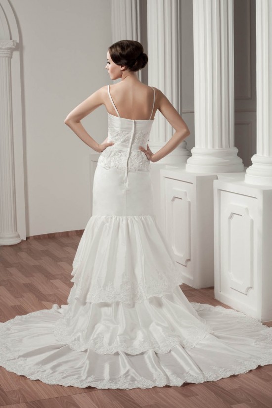 A-Line Satin Taffeta Lace Spaghetti Straps Sweet Wedding Dresses 2030908 A-Line Satin Taffeta Lace Spaghetti Straps Sweet Wedding Dresses 2030908