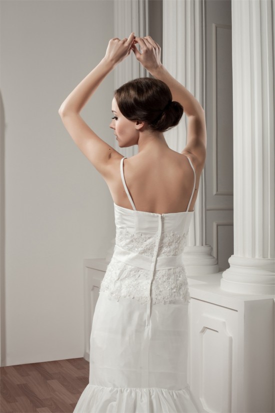 A-Line Satin Taffeta Lace Spaghetti Straps Sweet Wedding Dresses 2030908 A-Line Satin Taffeta Lace Spaghetti Straps Sweet Wedding Dresses 2030908