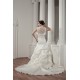 A-Line Strapless Satin Lace Wedding Dresses with A Lace Jacket 2030912