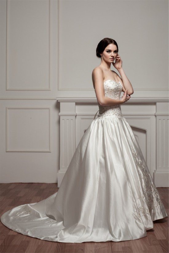 Sleeveless A-Line Sweetheart Satin New Arrival Wedding Dresses 2030914 Sleeveless A-Line Sweetheart Satin New Arrival Wedding Dresses 2030914