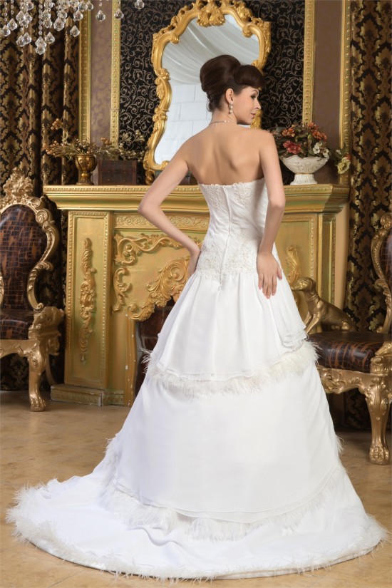 A-Line Strapless Chiffon Satin Feathers Most Beautiful Wedding Dresses 2030919 A-Line Strapless Chiffon Satin Feathers Most Beautiful Wedding Dresses 2030919