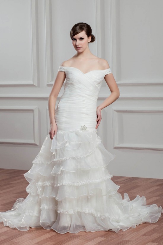 Sleeveless Off-the-Shoulder A-Line Satin Organza Wedding Dresses 2030928 Sleeveless Off-the-Shoulder A-Line Satin Organza Wedding Dresses 2030928