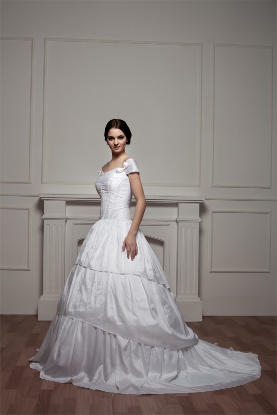 Sleeveless Off-the-Shoulder Satin Taffeta Wedding Dresses 2030929