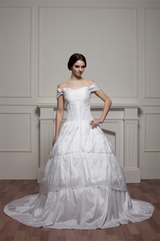 Sleeveless Off-the-Shoulder Satin Taffeta Wedding Dresses 2030929
