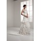A-Line Strapless Chapel Train Sleeveless Satin Lace Wedding Dresses 2030934