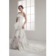 A-Line Strapless Chapel Train Sleeveless Satin Lace Wedding Dresses 2030934