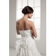A-Line Strapless Chapel Train Sleeveless Satin Lace Wedding Dresses 2030934
