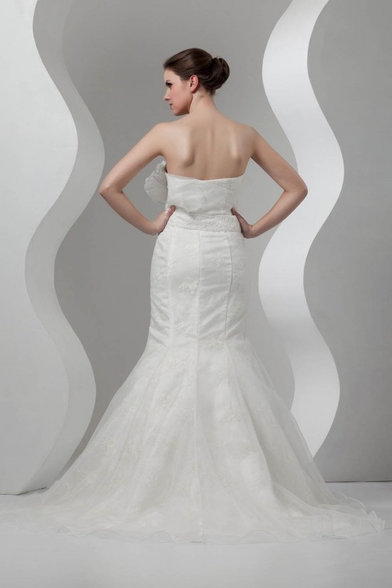 Sleeveless Satin Lace Organza Mermaid/Trumpet Beaded Wedding Dresses 2030940 Sleeveless Satin Lace Organza Mermaid/Trumpet Beaded Wedding Dresses 2030940