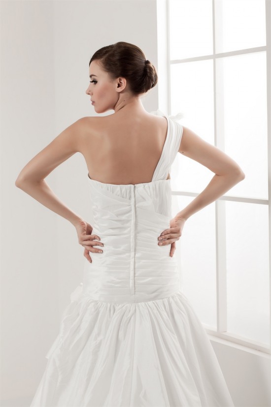 Sleeveless Satin Taffeta A-Line One-Shoulder Wedding Dresses 2030945 Sleeveless Satin Taffeta A-Line One-Shoulder Wedding Dresses 2030945