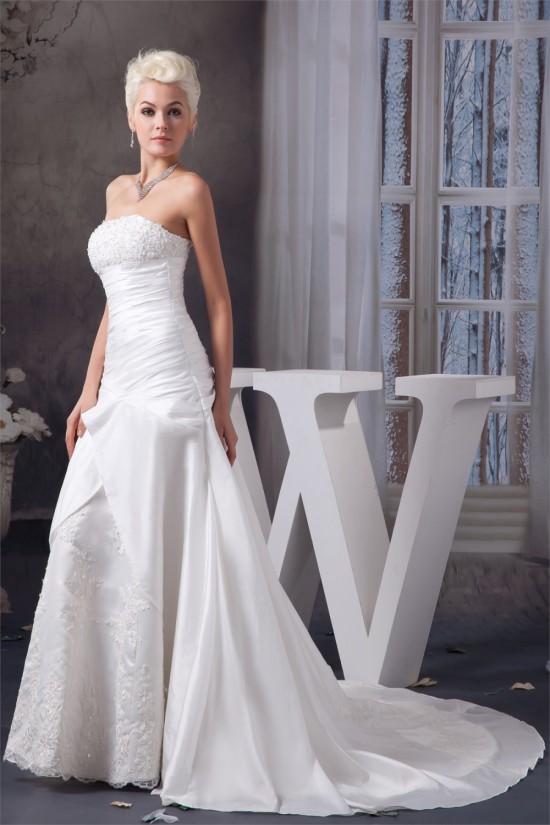 A-Line Strapless Sleeveless Satin Taffeta Wedding Dresses 2030946 A-Line Strapless Sleeveless Satin Taffeta Wedding Dresses 2030946