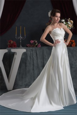 Sleeveless Satin Taffeta Strapless A-Line Sweet Wedding Dresses 2030949
