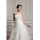 A-Line Sleeveless Strapless Satin Beaded Lace Wedding Dresses 2030963