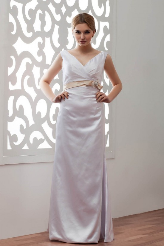 Sleeveless V-Neck Elastic Woven Satin Sheath/Column Wedding Dresses 2030974 Sleeveless V-Neck Elastic Woven Satin Sheath/Column Wedding Dresses 2030974