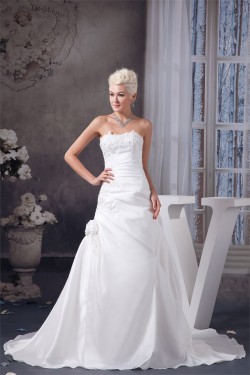 Satin Taffeta A-Line Strapless Wedding Dresses 2030984