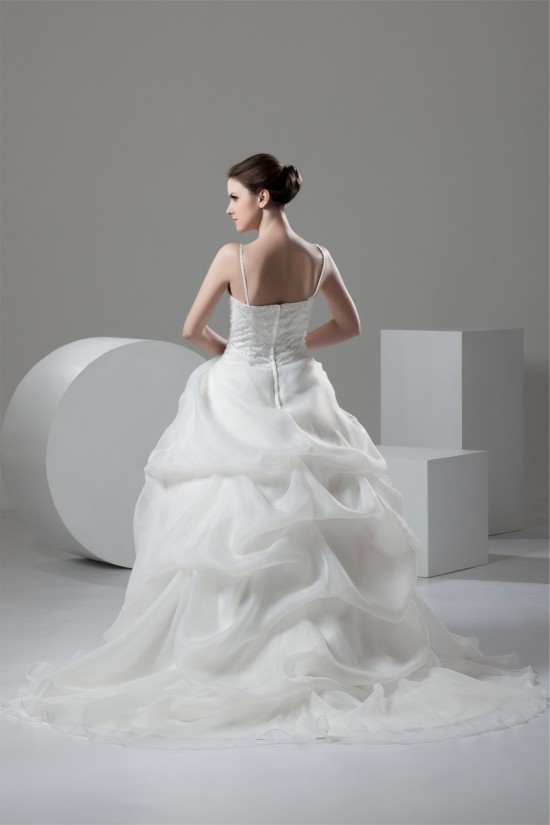 Spaghetti Straps Ball Gown Sleeveless Satin Organza Beaded Wedding Dresses 2030987 Spaghetti Straps Ball Gown Sleeveless Satin Organza Beaded Wedding Dresses 2030987