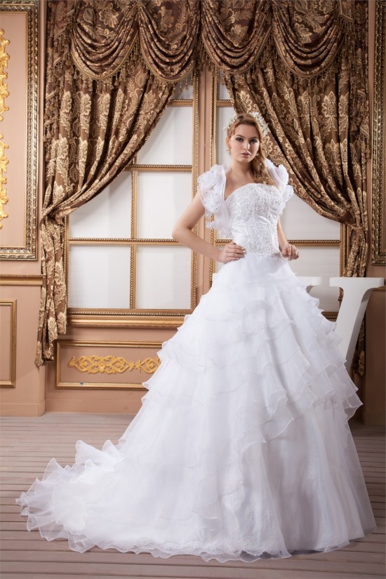 A-Line Strapless Satin Organza Princess Lace Wedding Dresses 2030997 A-Line Strapless Satin Organza Princess Lace Wedding Dresses 2030997