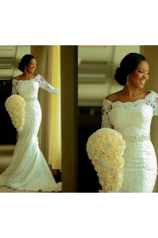 Elegant Mermaid 3/4 Length Sleeves Lace Plus Size Wedding Dresses Bridal Gowns 3030020 Elegant Mermaid 3/4 Length Sleeves Lace Plus Size Wedding Dresses Bridal Gowns 3030020