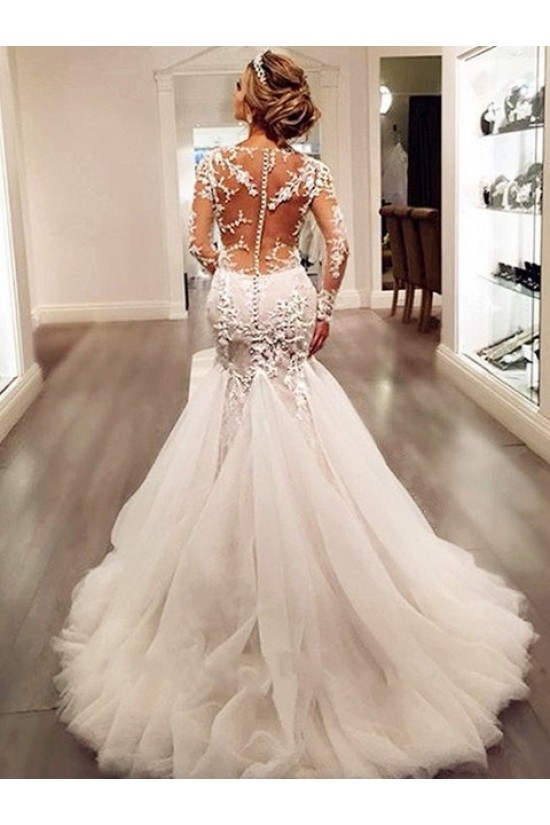 Long Sleeves Mermaid V-Neck Lace Wedding Dresses Bridal Gowns 3030021 Long Sleeves Mermaid V-Neck Lace Wedding Dresses Bridal Gowns 3030021