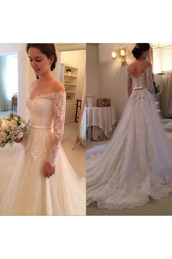 A-Line Off-the-Shoulder Long Sleeves Lace Wedding Dresses Bridal Gowns 3030030 A-Line Off-the-Shoulder Long Sleeves Lace Wedding Dresses Bridal Gowns 3030030