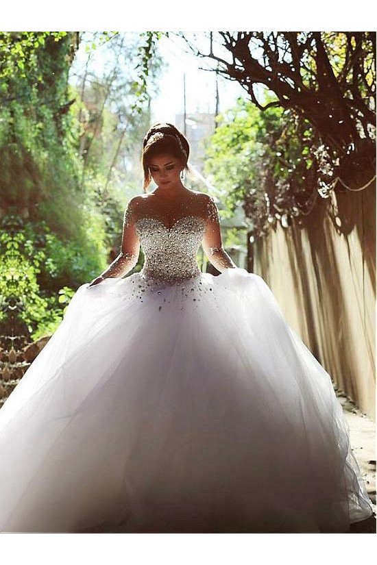 Long Sleeves Sheer Crystal Wedding Dresses Bridal Gowns 3030033 Long Sleeves Sheer Crystal Wedding Dresses Bridal Gowns 3030033